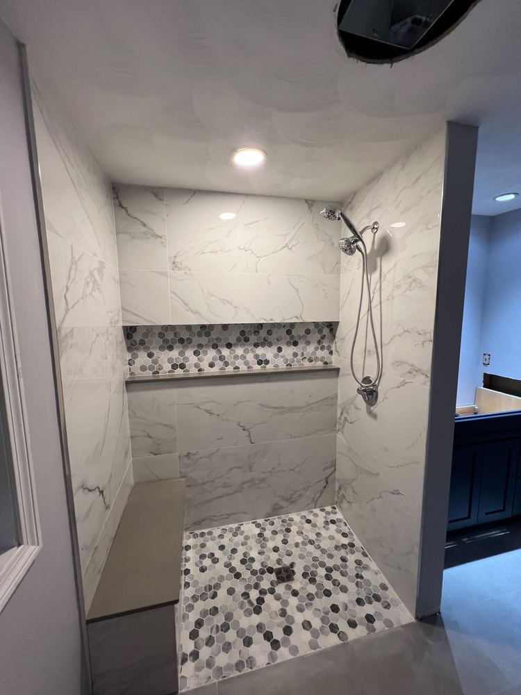 Split-Level Baths and Staircase