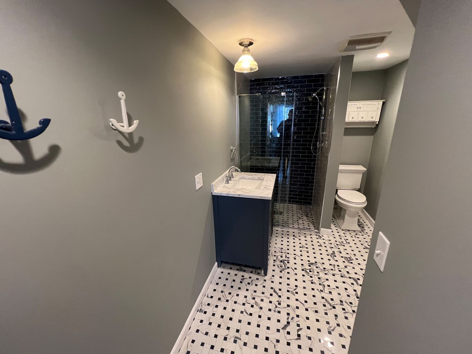 Hardwood Restoration and Blue Subway Bath