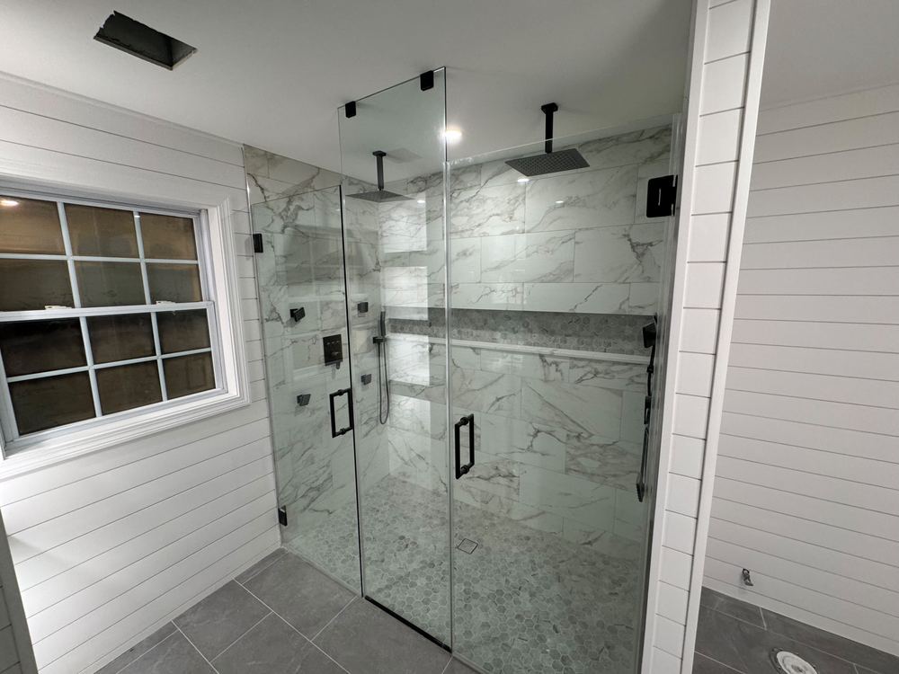 Shiplap and Marble Master Bath