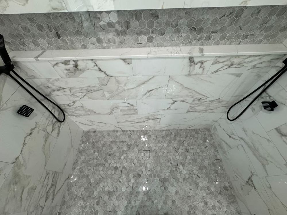 Shiplap and Marble Master Bath