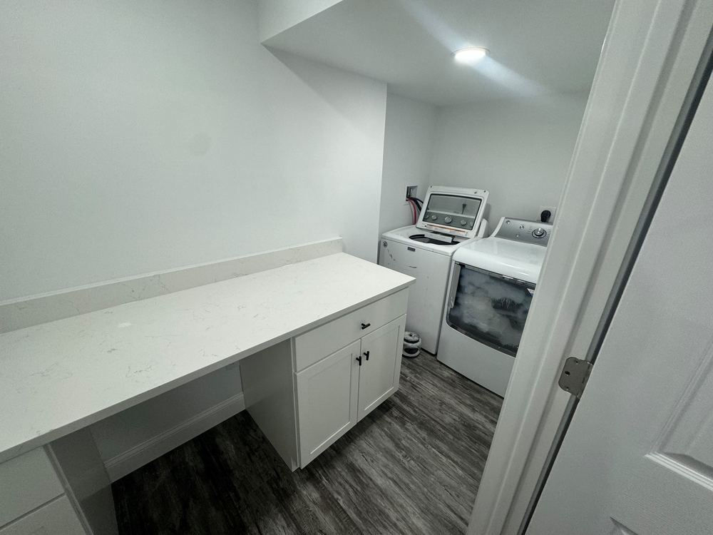 Finished Basement with Bar and Laundry